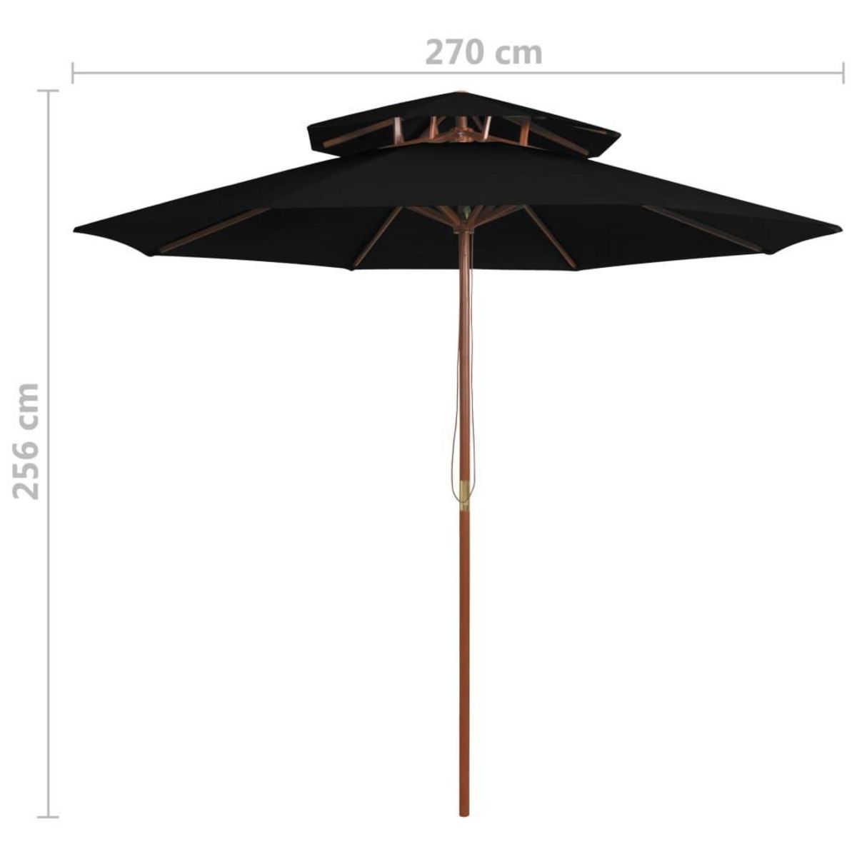 VIDAXL Parasol a deux etages avec mat en bois noir 270 cm