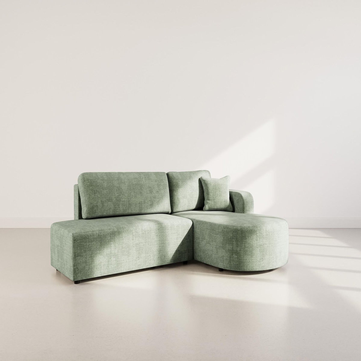 BEST MOBILIER Miro - canapé d'angle droit 4 places convertible avec coffre en velours texturé