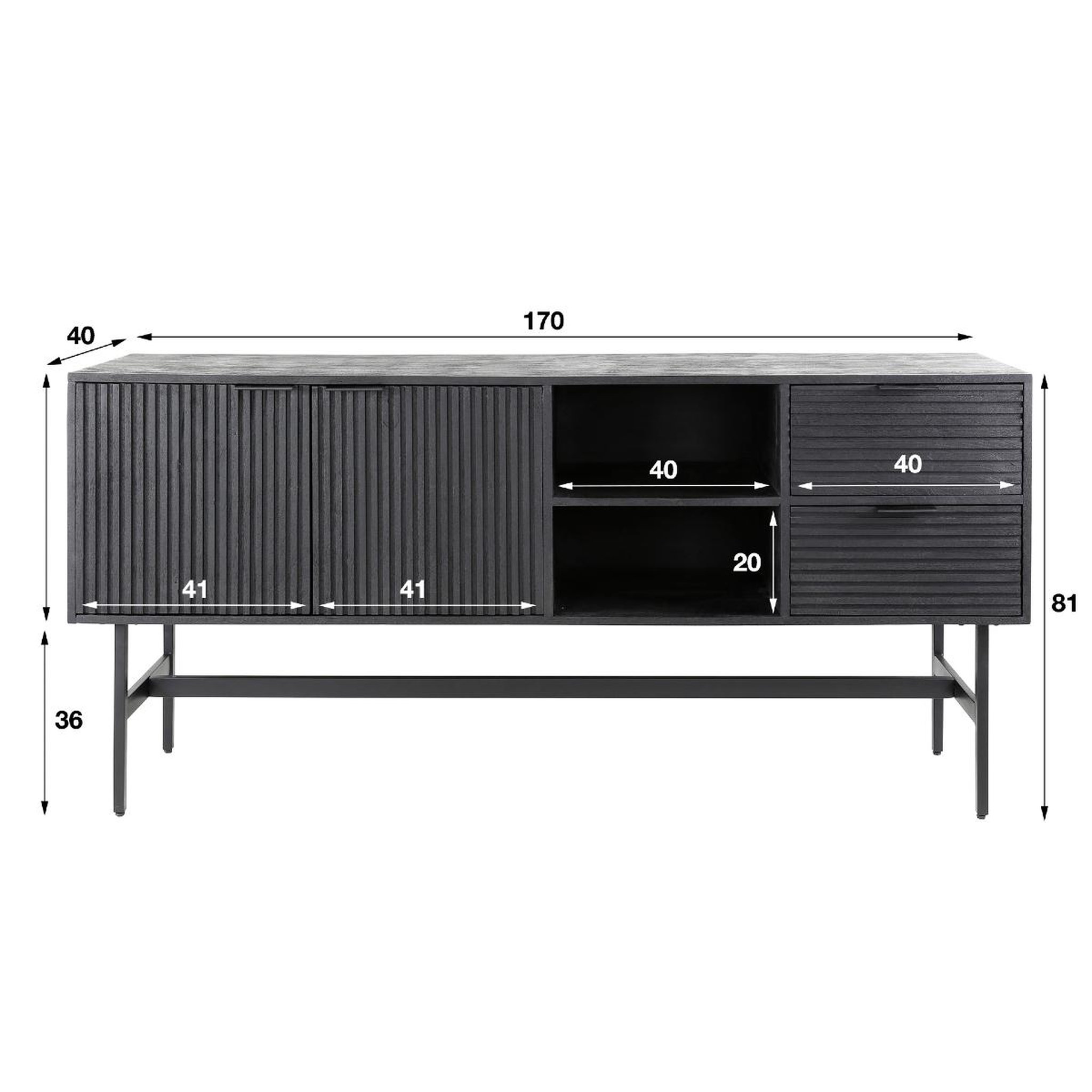 Voir la diapositive 5 : JLC KREATION Buffet bas en bois de manguier 3 portes-2 tiroirs INAYA