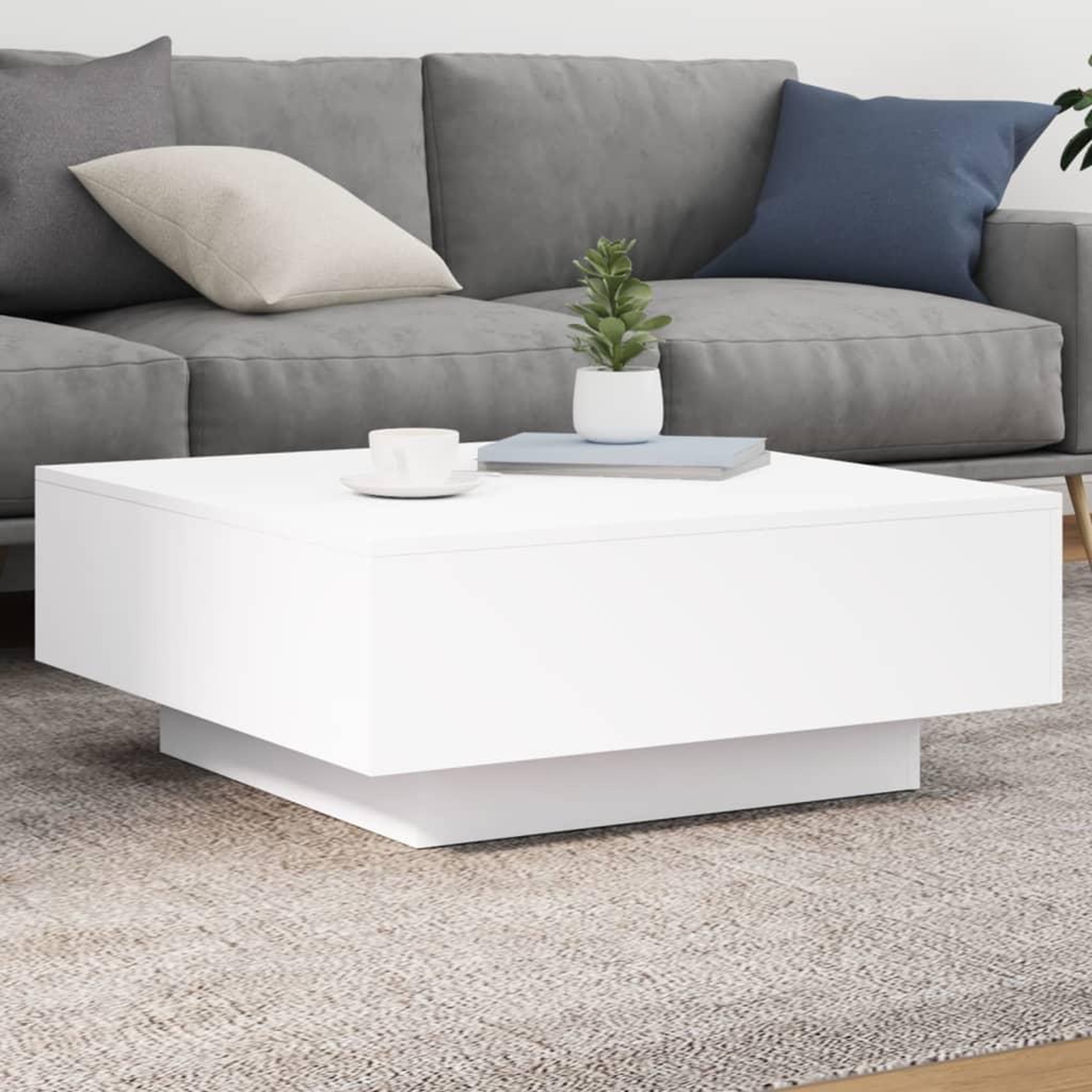 VIDAXL Table basse avec lumieres LED blanc 80x80x31 cm
