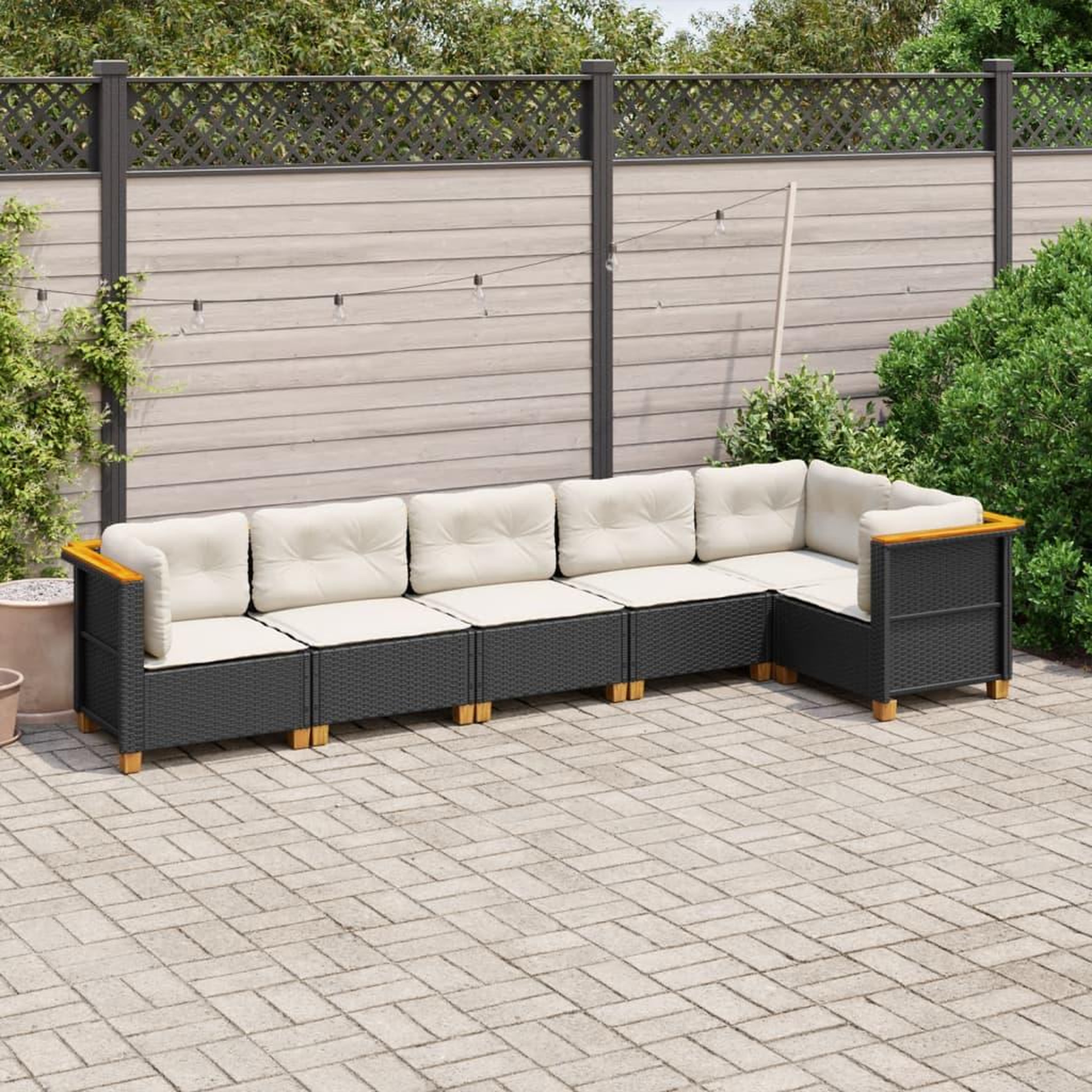 VIDAXL Salon de jardin 6 pcs avec coussins noir resine tressee