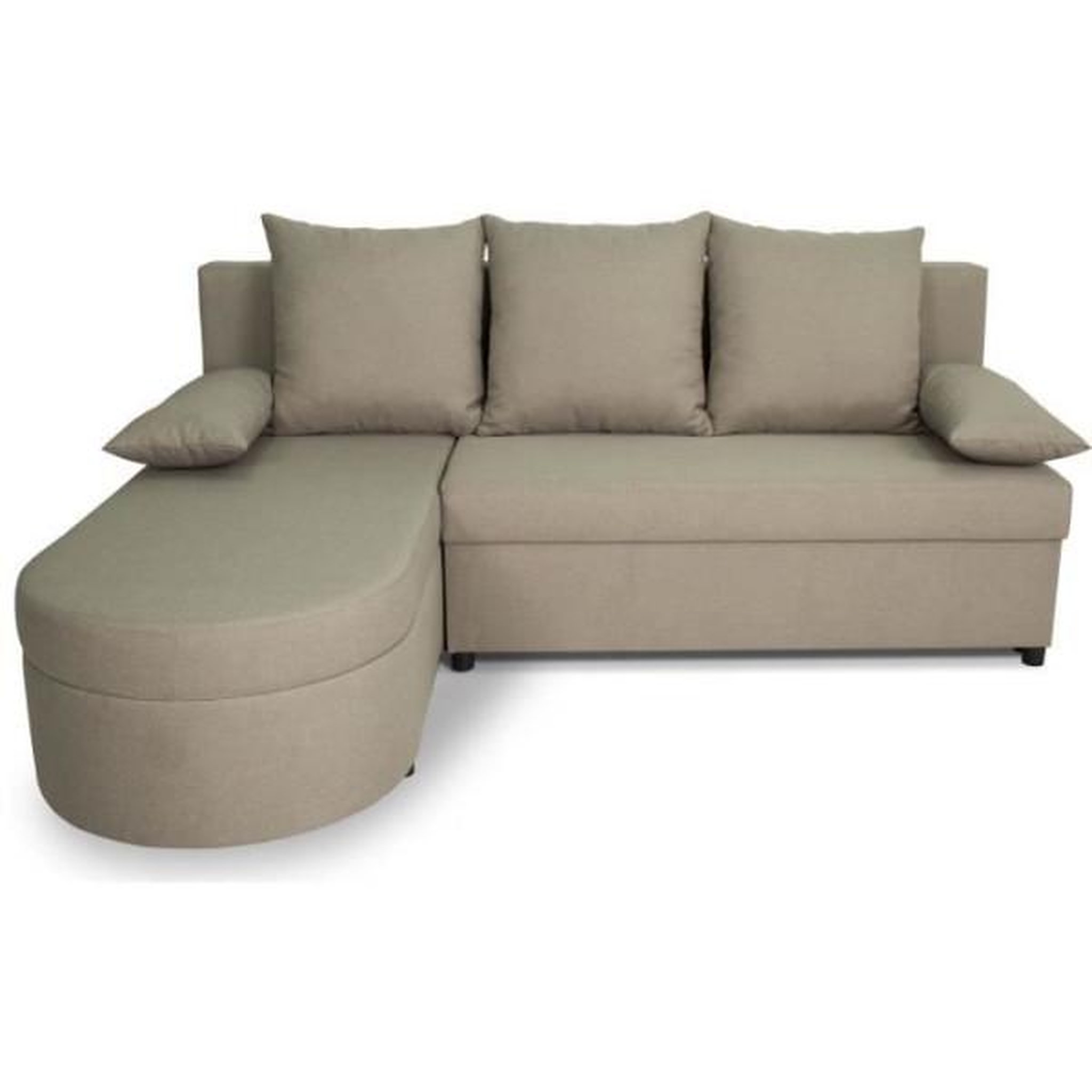MARKET24 Canapé d'angle convertible réversible 3 places JEN - Tissu Beige - Style contemporain - L196 x H88 x P159 cm