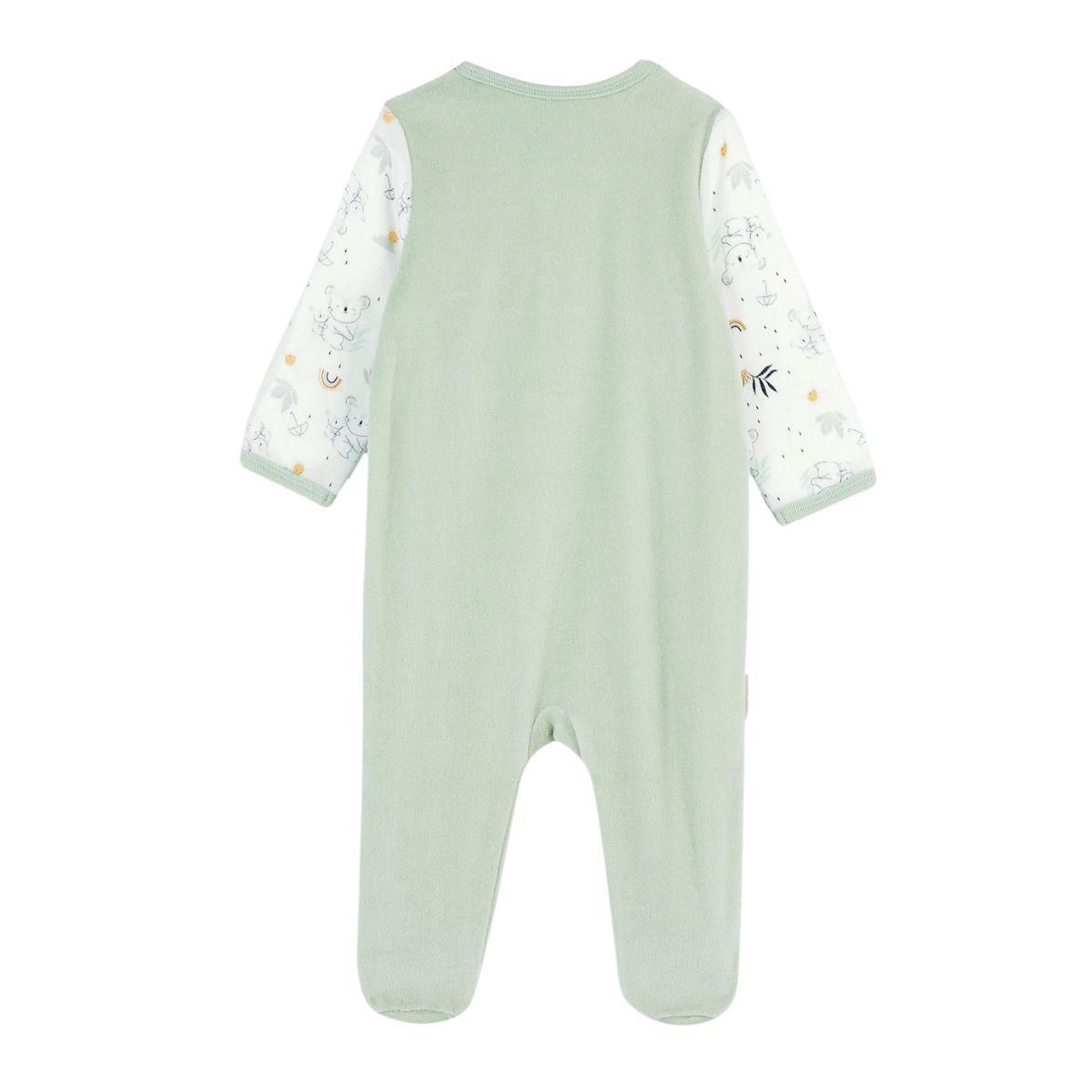 Petit Béguin Pyjama bébé en velours ouverture pont Nuage