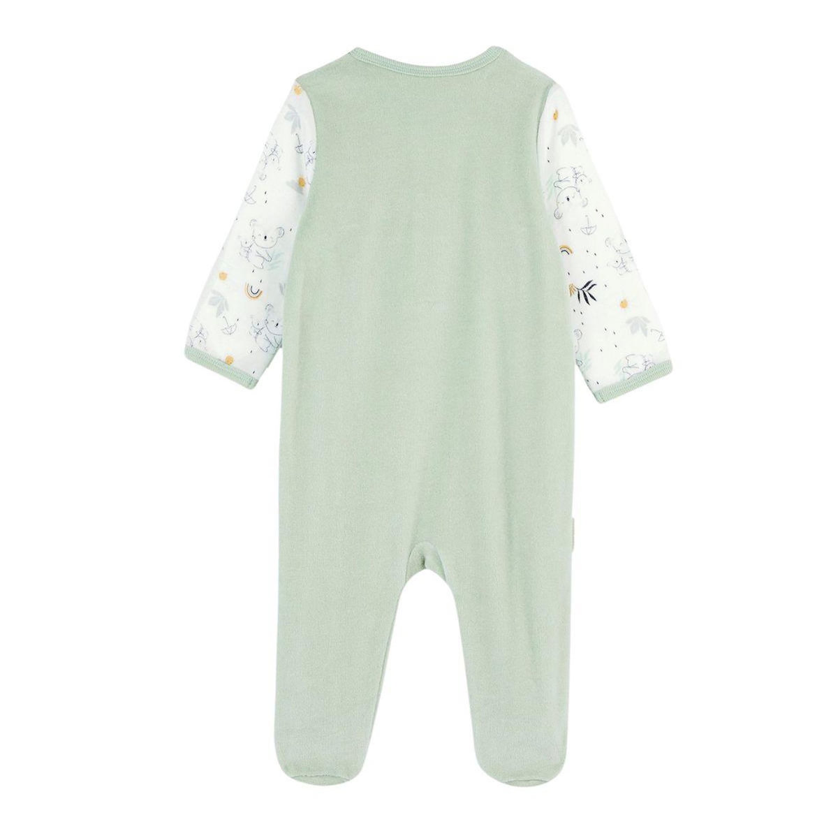 Petit Béguin Pyjama bébé en velours ouverture pont Nuage