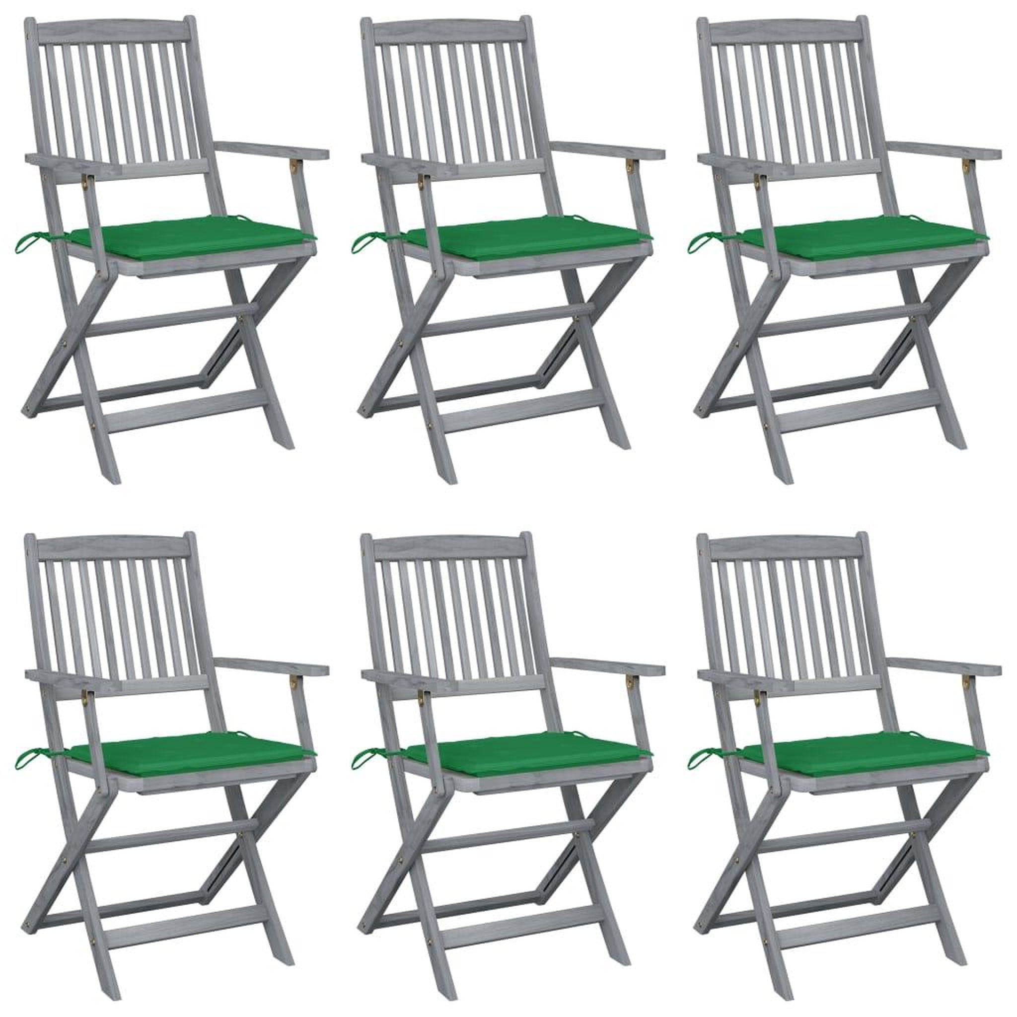 Voir la diapositive 1 : VIDAXL Chaises pliables d'exterieur lot de 6 et coussins Bois d'acacia