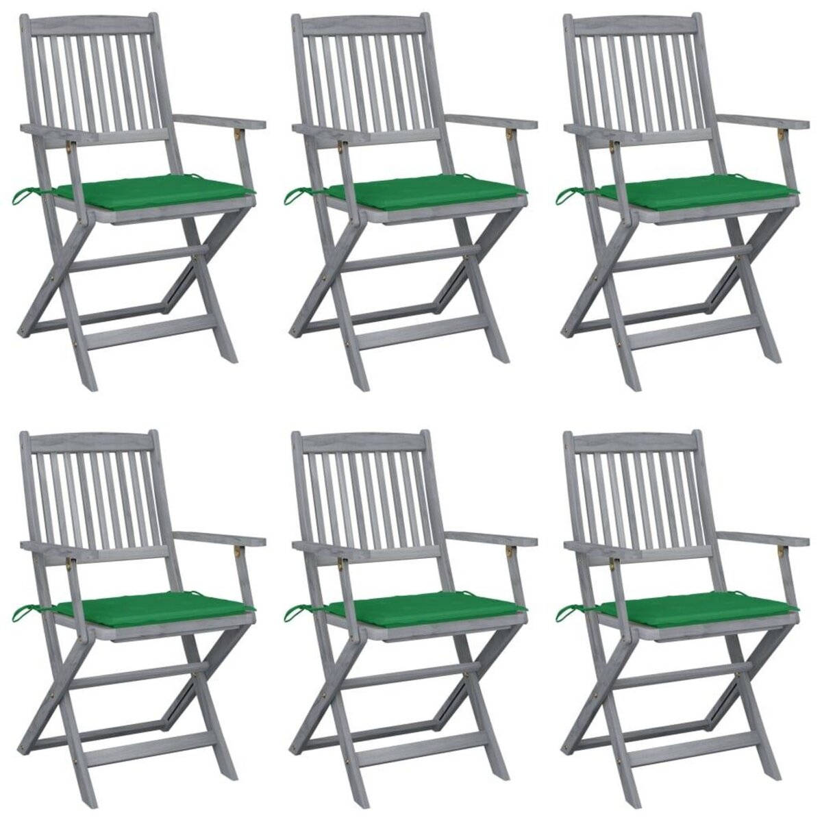 VIDAXL Chaises pliables d'exterieur lot de 6 et coussins Bois d'acacia