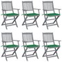 Voir la diapositive 1 : VIDAXL Chaises pliables d'exterieur lot de 6 et coussins Bois d'acacia