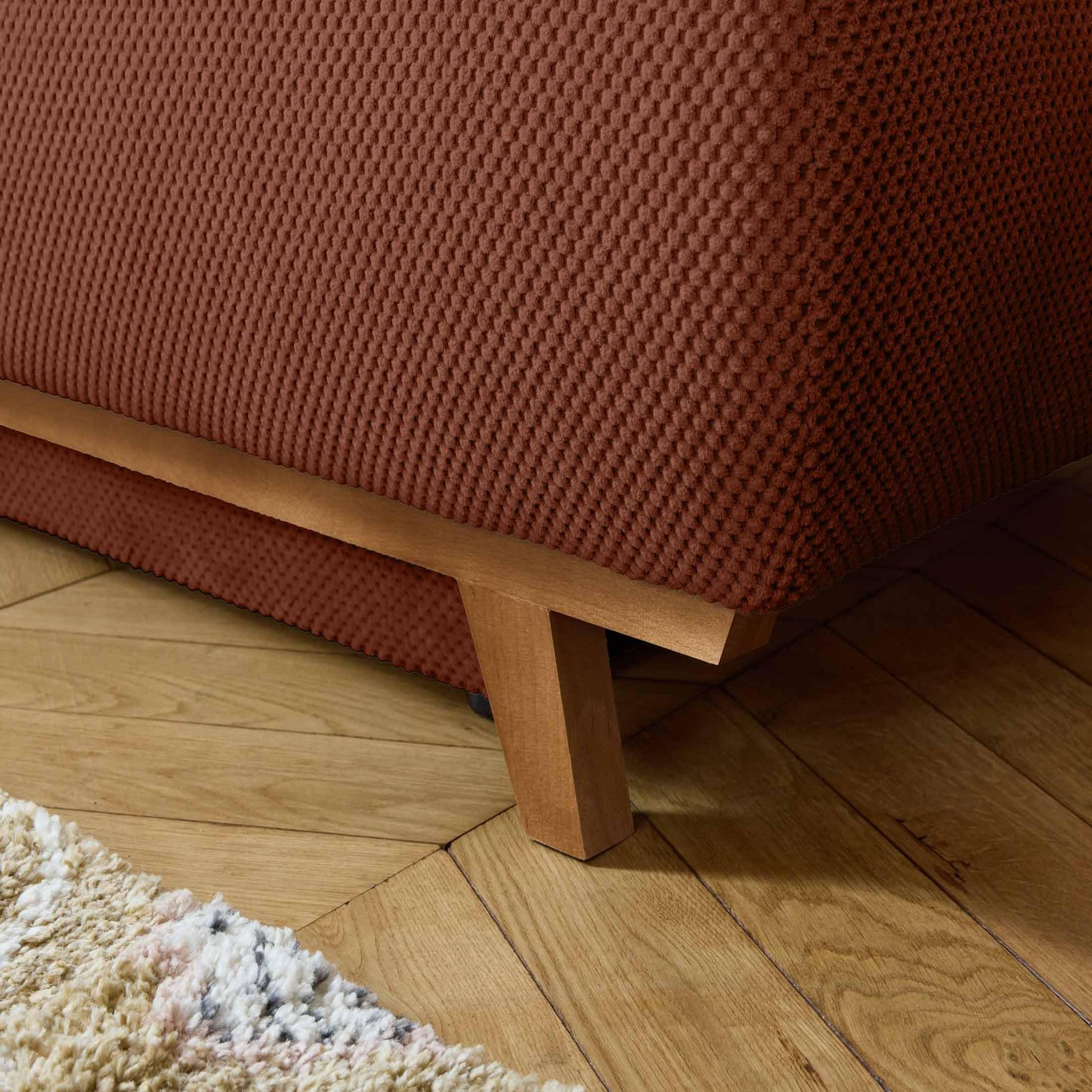 Voir la diapositive 4 : BEST MOBILIER Cristal - canapé 3 places - convertible avec coffre et grand pouf - en velours texturé