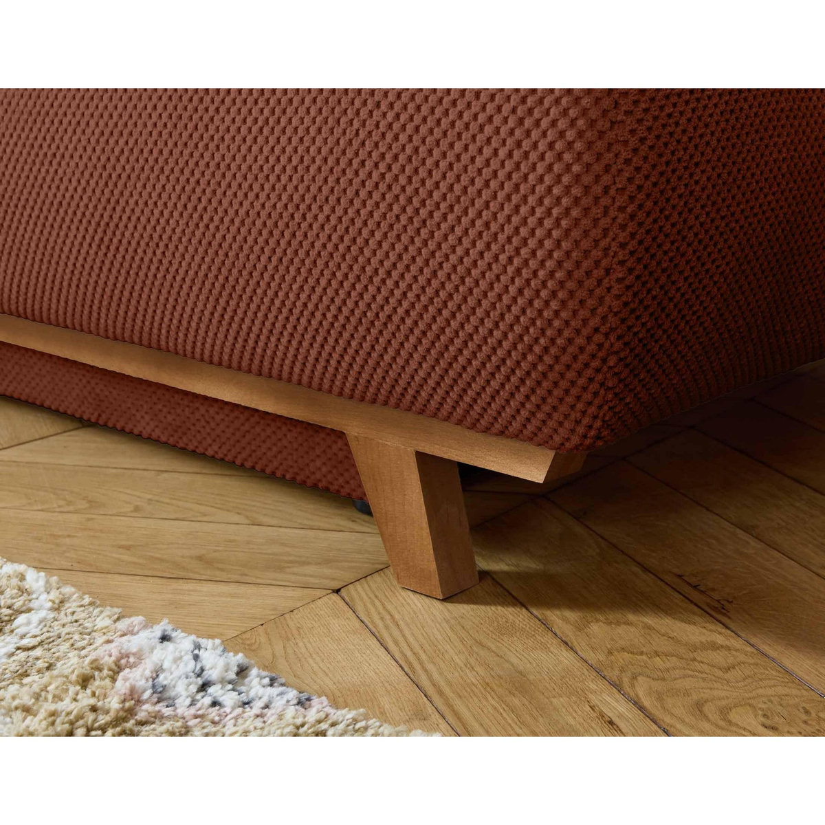 BEST MOBILIER Cristal - canapé 3 places - convertible avec coffre et grand pouf - en velours texturé