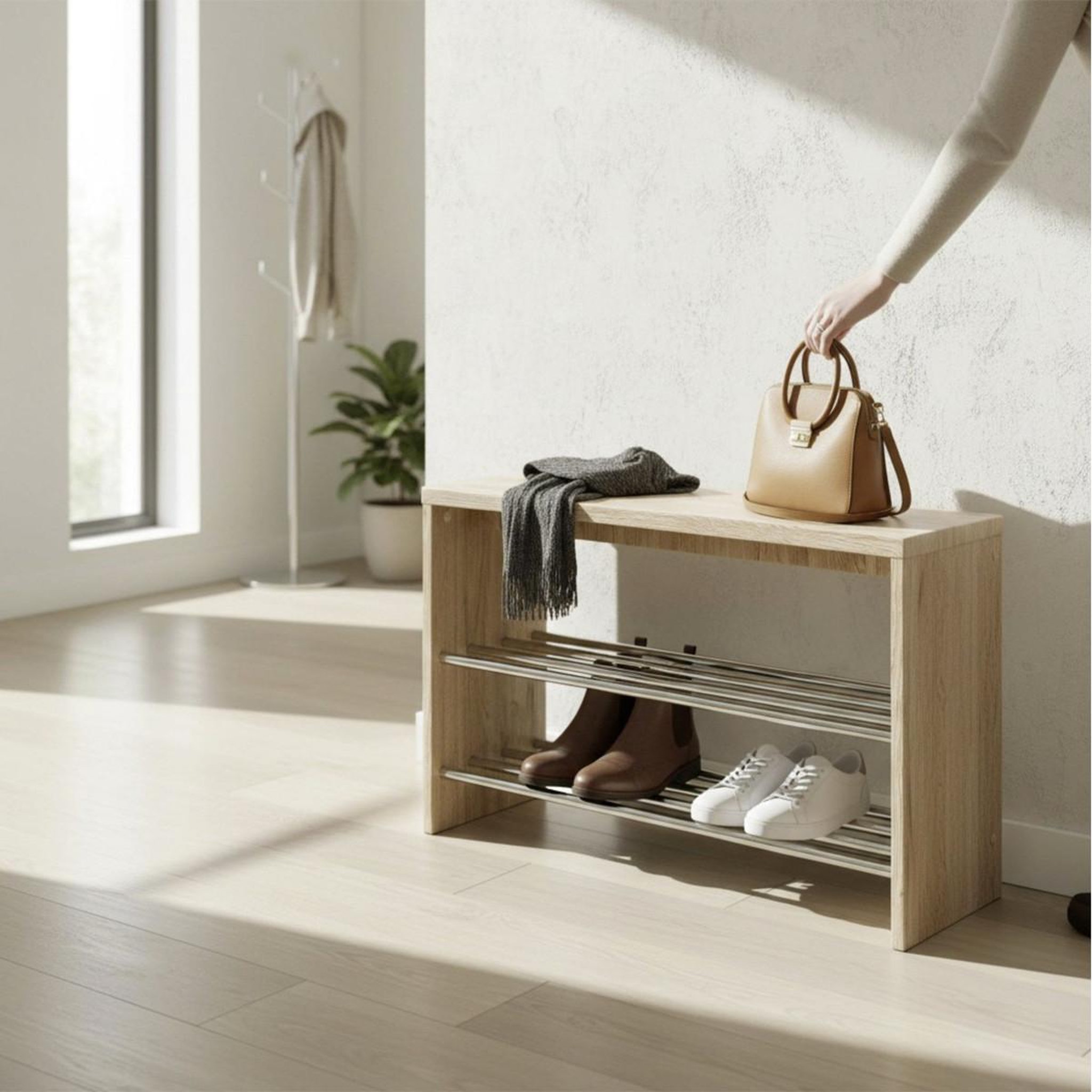 Voir la diapositive 4 : Paris Prix Range-chaussures design  gemma  55cm naturel