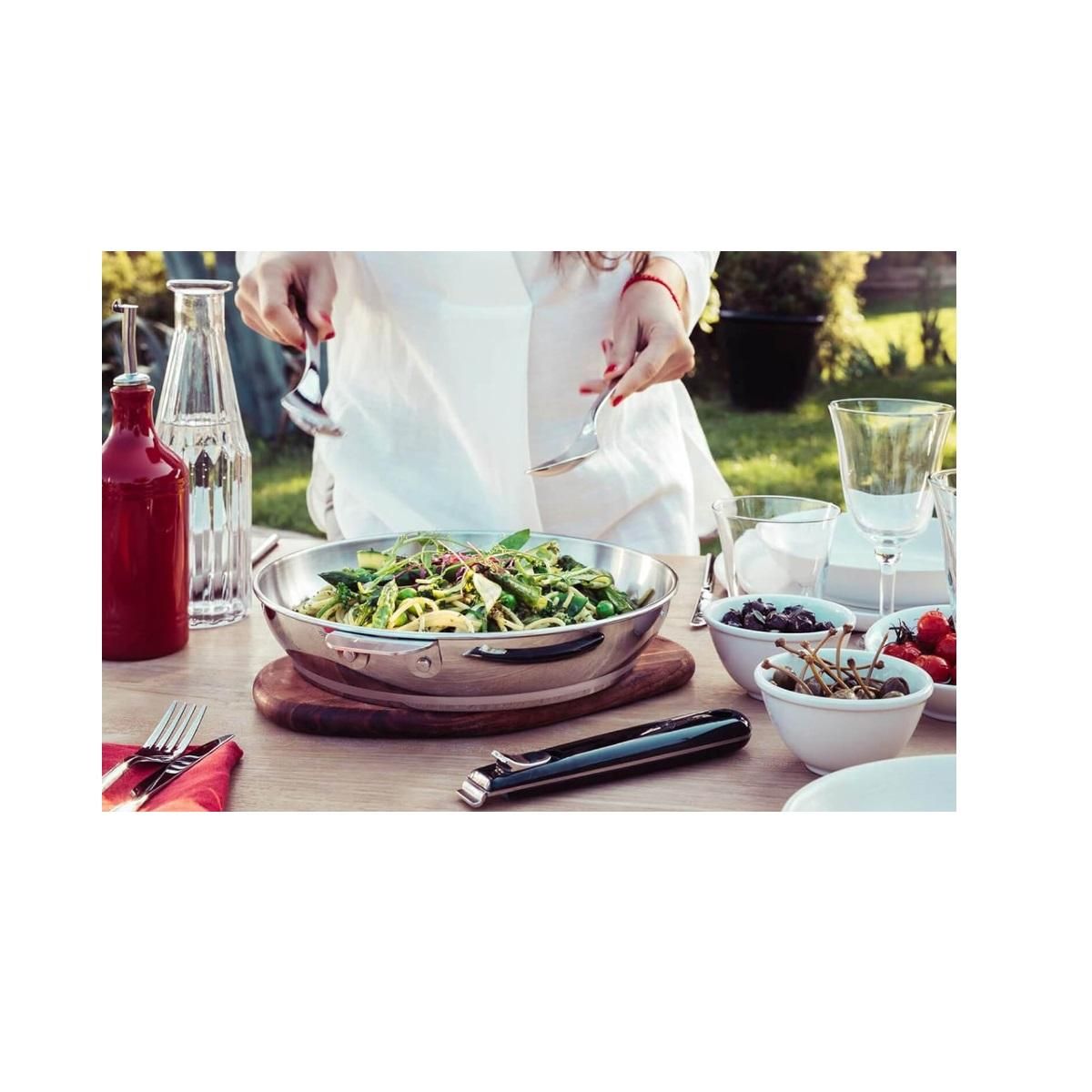 Lagostina Lot de 2 poêles inox 24 et 28 cm + poignée - 012138600003