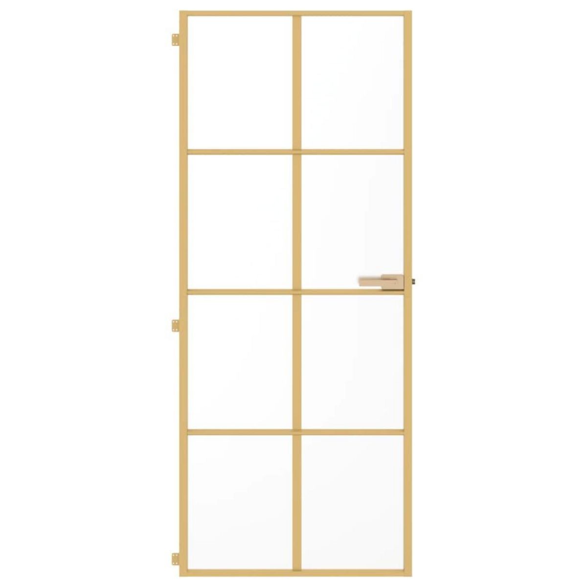 VIDAXL Porte interieure mince dore 83x201,5 cm verre trempe aluminium