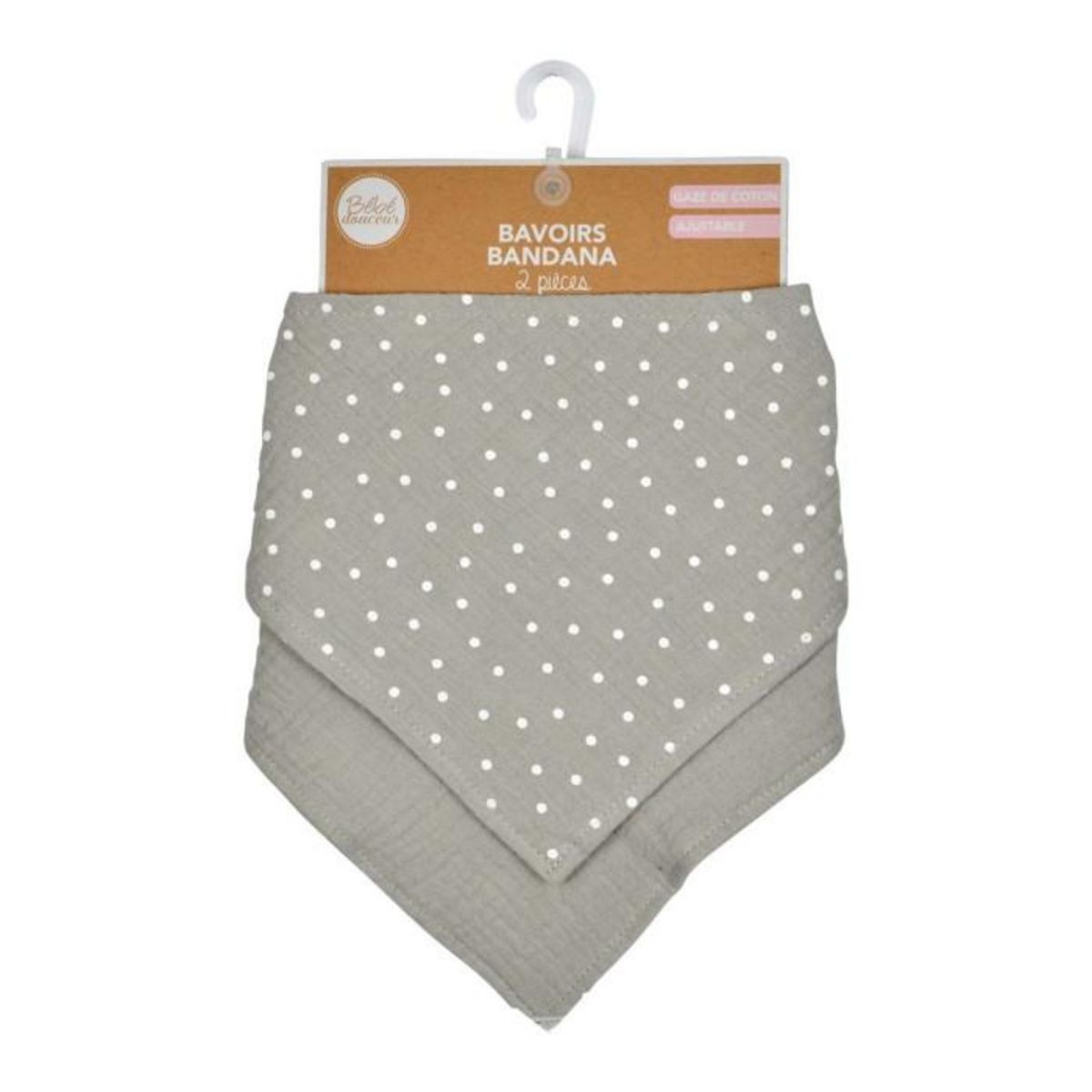 Paris Prix Lot de 2 Bavoirs Bébé  Bandana  41cm Gris