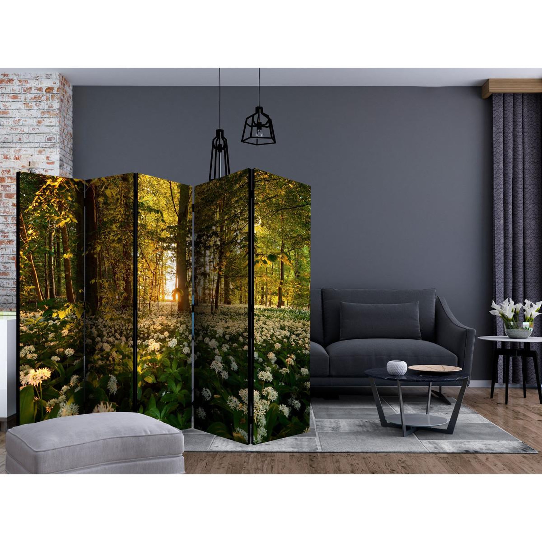 Voir la diapositive 2 : Paris Prix Paravent 5 volets  forest flora  172x225cm