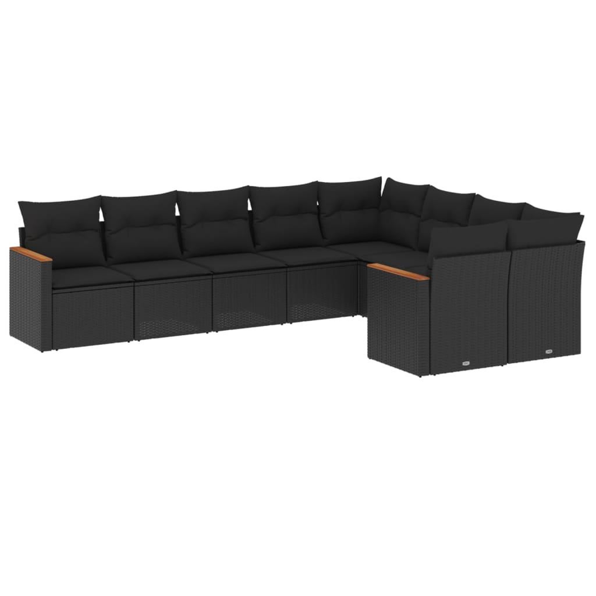 Voir la diapositive 2 : VIDAXL Salon de jardin 9 pcs avec coussins noir resine tressee