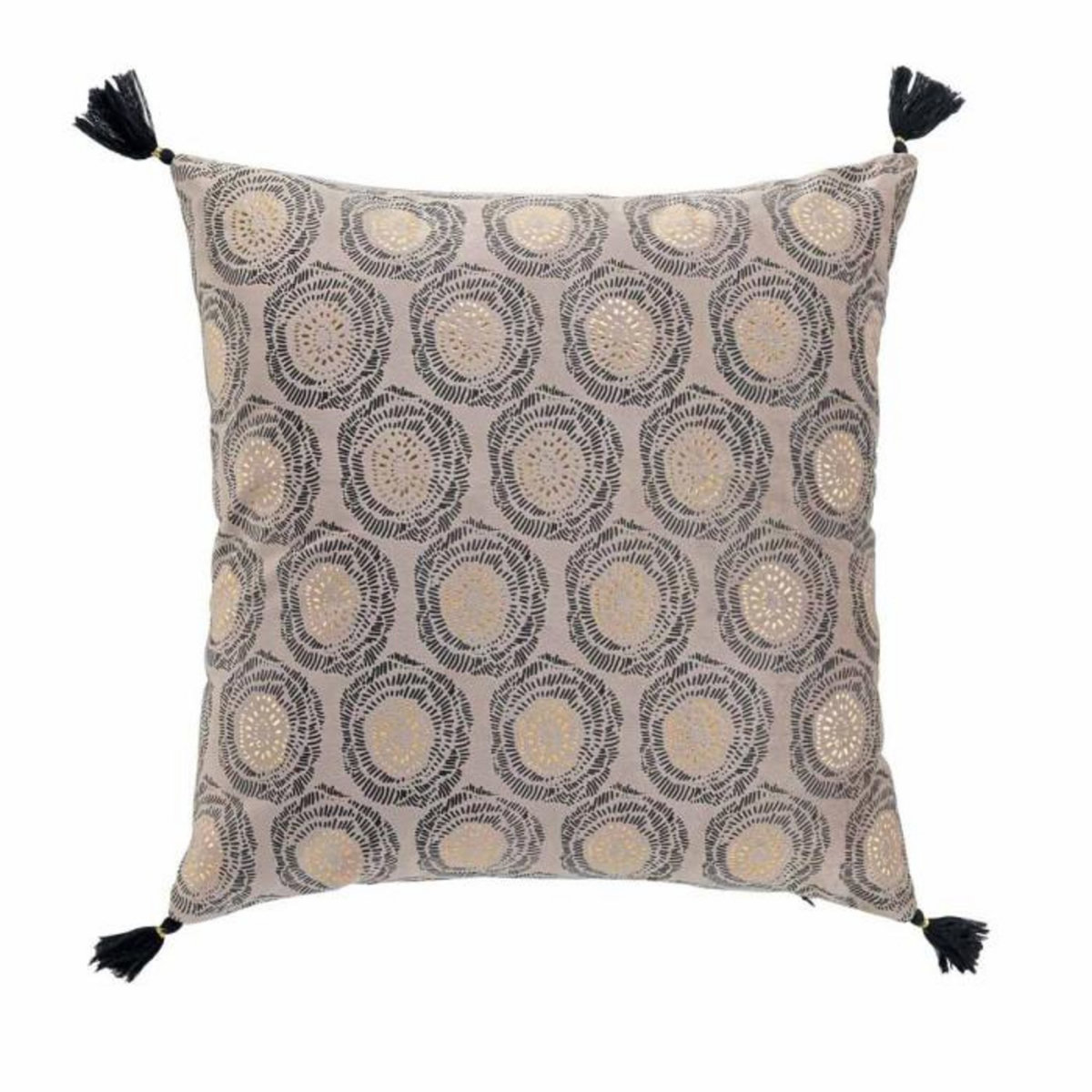 Paris Prix Coussin Déco à Pompons  Onyxia  45x45cm Naturel