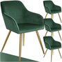 Voir la diapositive 1 : tectake Chaise rembourrée aspect velours vert foncé/or Lot de 4