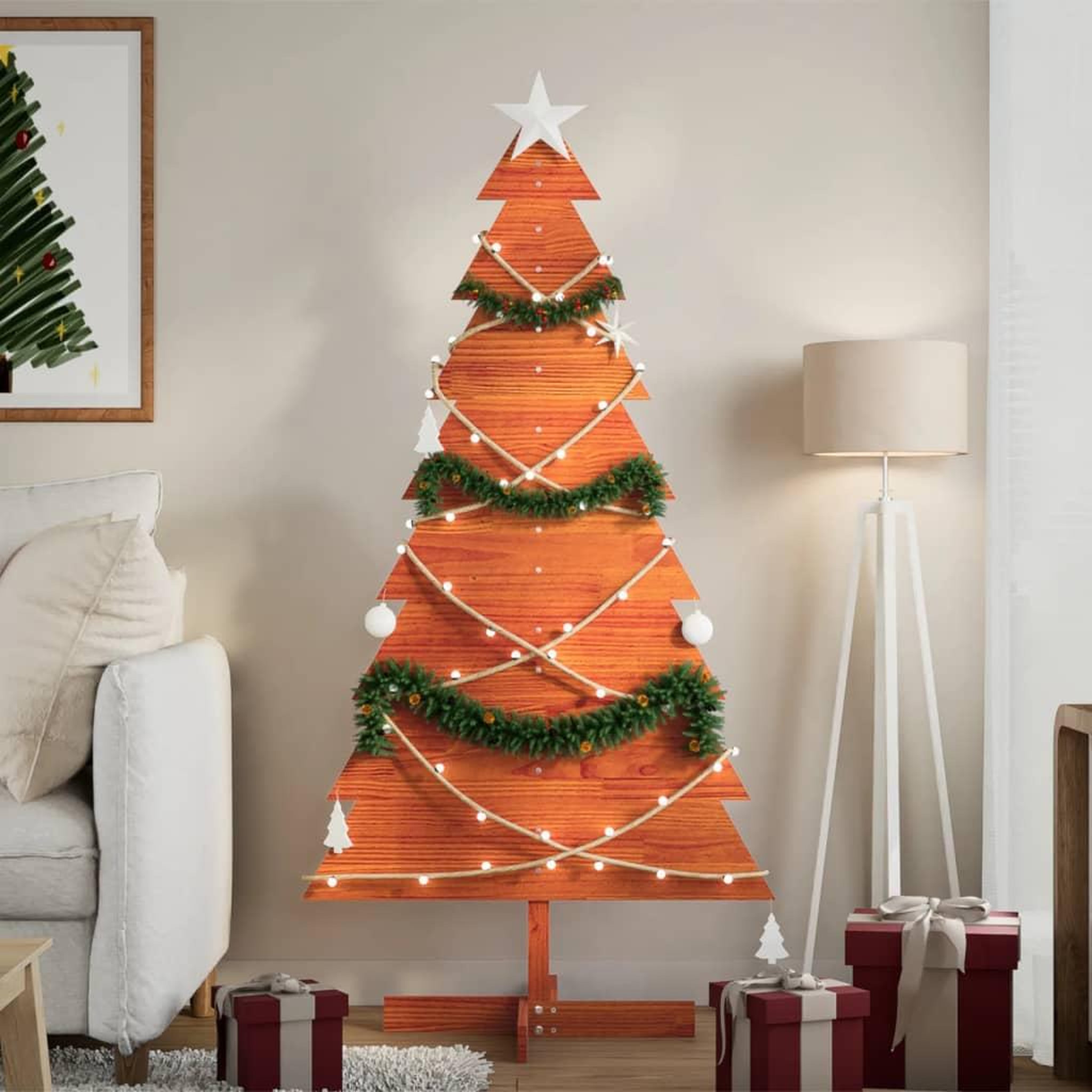 VIDAXL Arbre de Noël en bois pour decoration 150 cm bois de pin massif