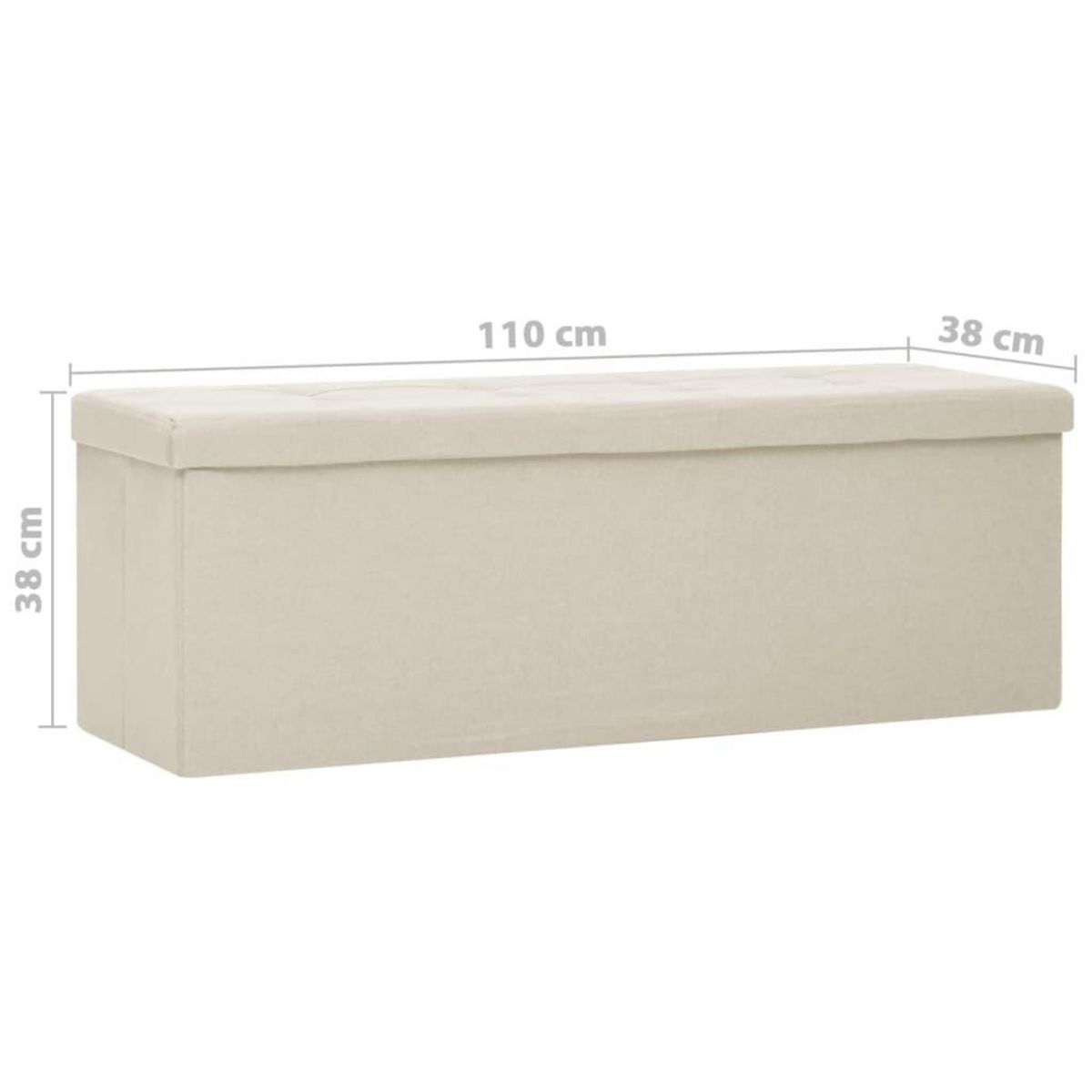VIDAXL Banc de rangement pliable Blanc creme Faux lin