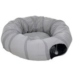 PAWHUT Tunnel pour chat intérieur - fonction lit pliable avec coussin et jeu balle suspendue - gris