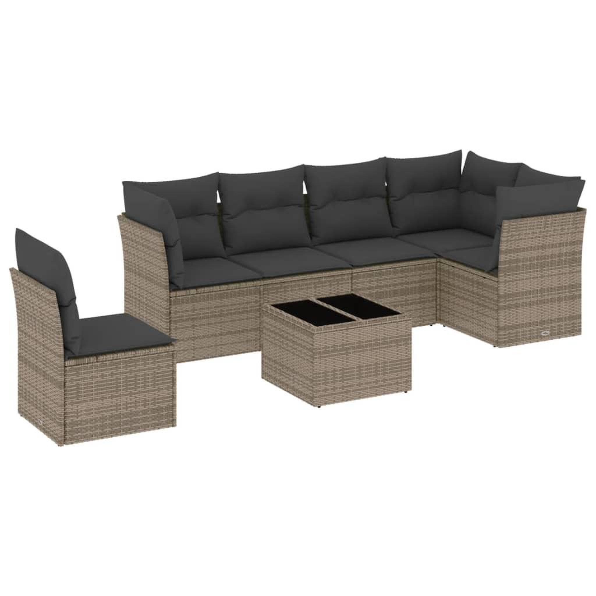 Voir la diapositive 2 : VIDAXL Salon de jardin avec coussins 7 pcs gris resine tressee
