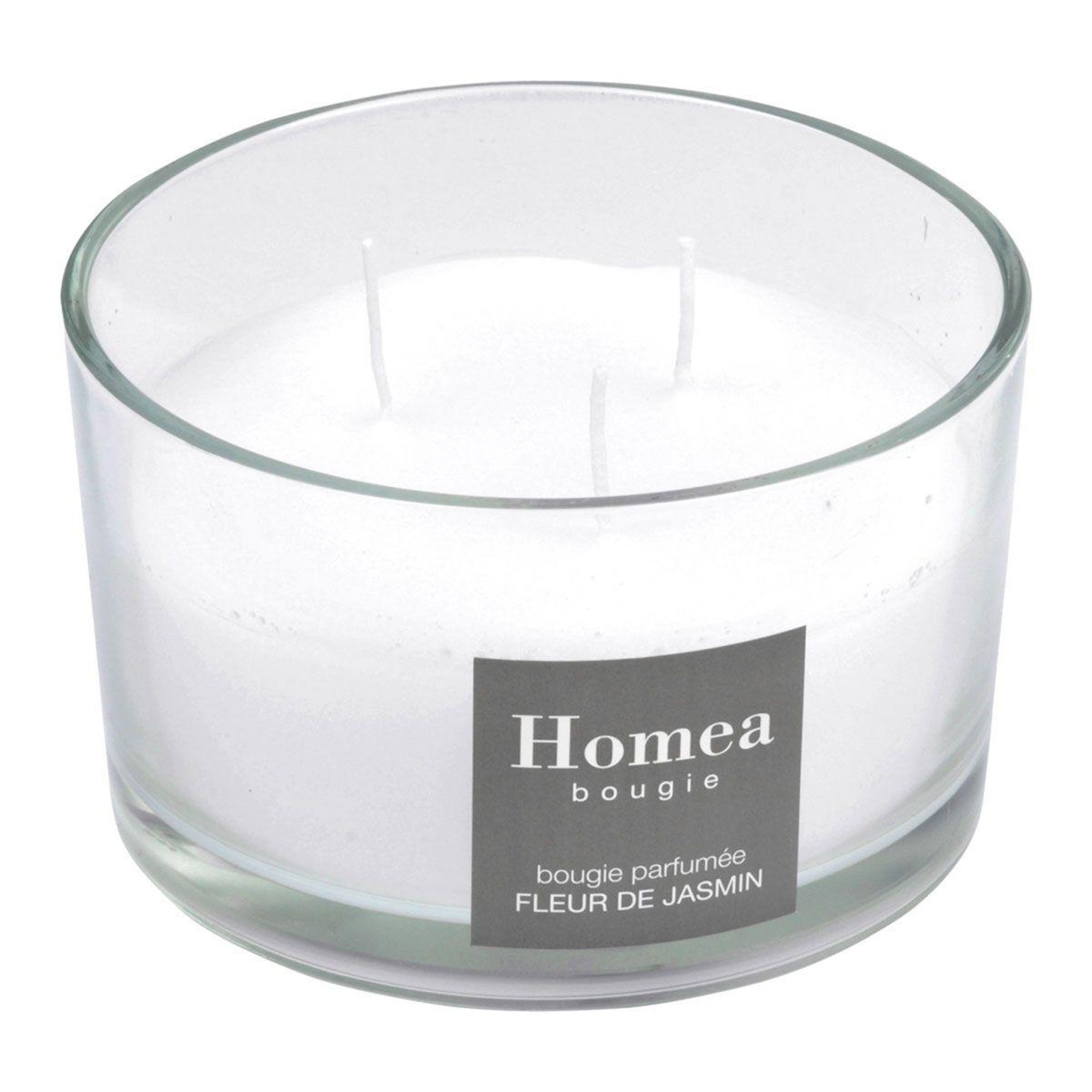 Voir la diapositive 2 : HOMEA Bougie Parfumée 3 Mèches  Essentiel  13cm Jasmin