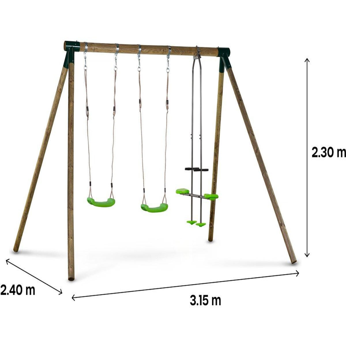 Habitat et Jardin Portique bois  Lana  - Avec 2 balançoires et 1 vis-à-vis.