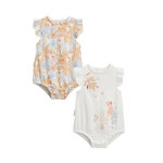 Petit Béguin Lot de 2 barboteuses bloomer bébé en gaze de coton Praline. Coloris disponibles : Beige