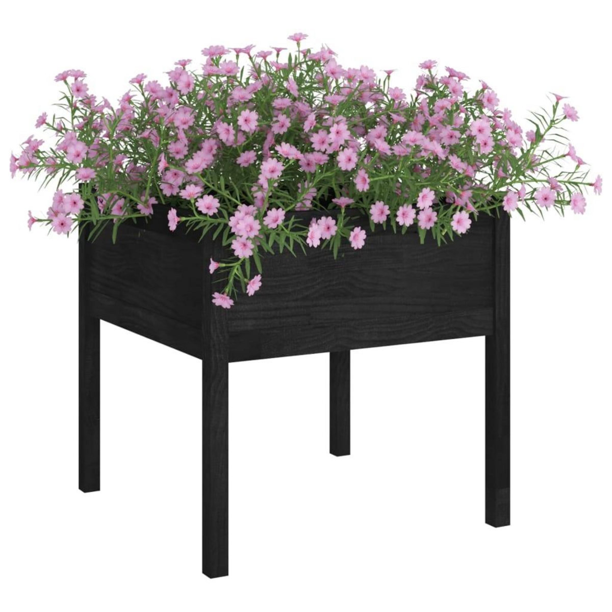 VIDAXL Jardiniere d'exterieur Noir 70x70x70 cm Bois de pin massif