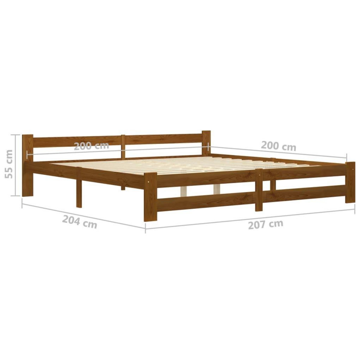 VIDAXL Cadre de lit sans matelas marron miel bois pin massif 200x200cm