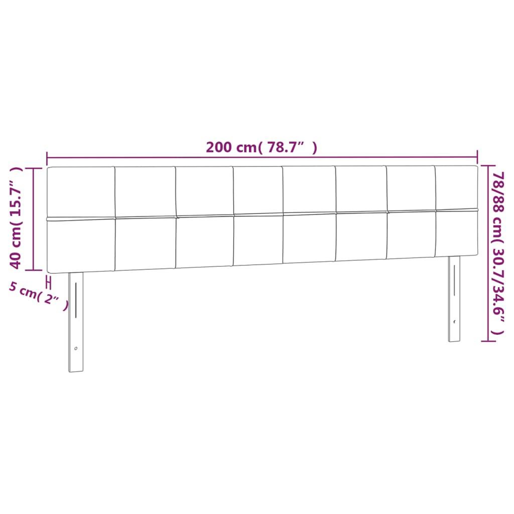 Voir la diapositive 6 : VIDAXL Tete de lit a LED Gris fonce 200x5x78/88 cm Velours