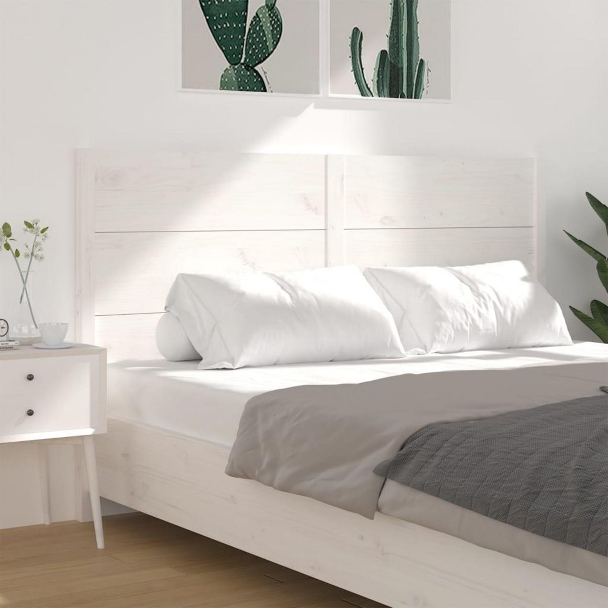 VIDAXL Tete de lit Blanc 146x4x100 cm Bois massif de pin