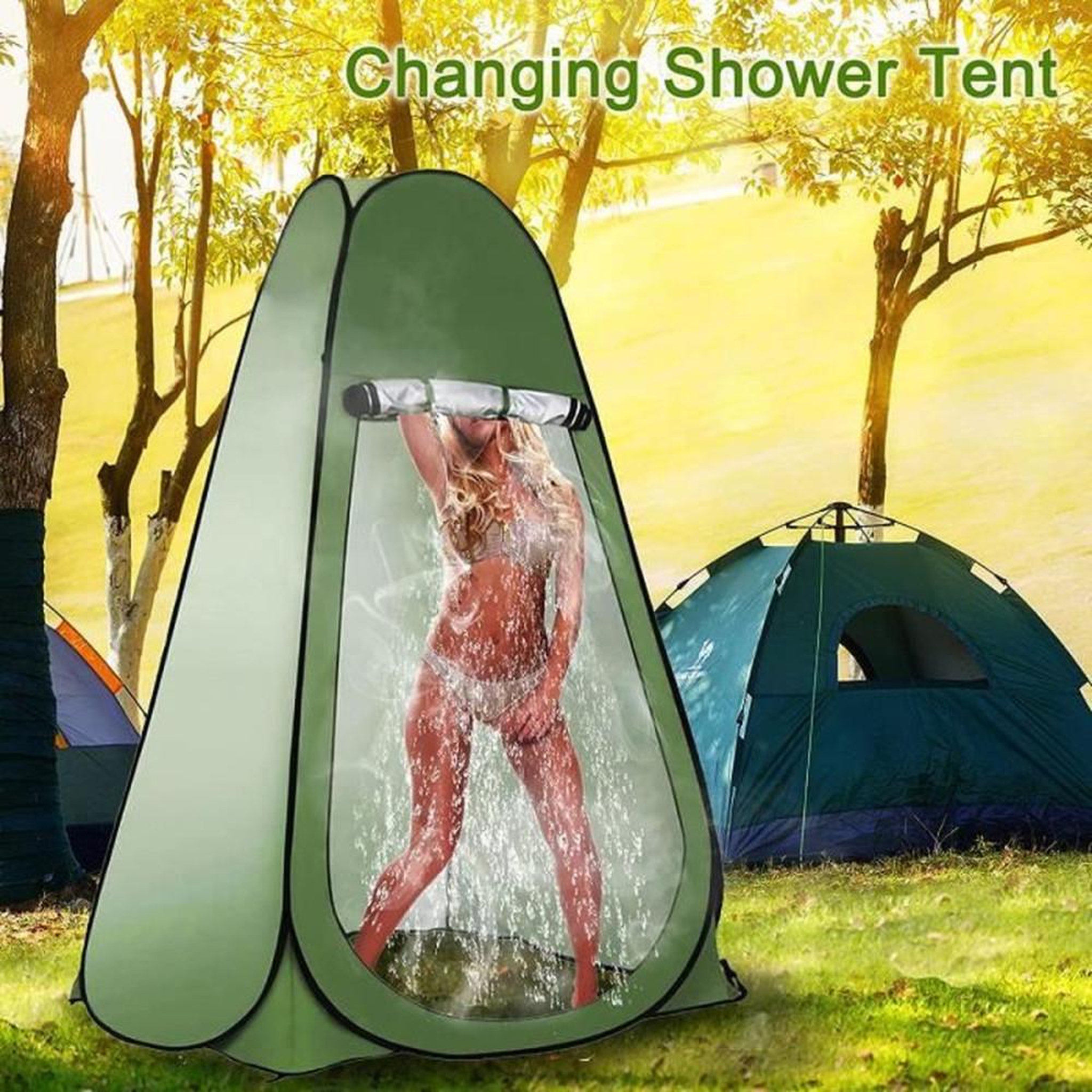 Voir la diapositive 3 : Tente de douche pop-up portable 190x120x120 cm vert pour camping et plage