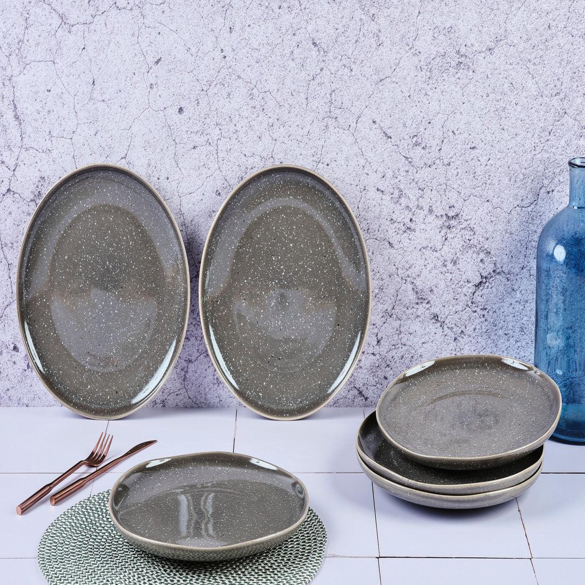 Voir la diapositive 2 : BJORN Assiette stellar ø27cm - 6 pièces - gris béton