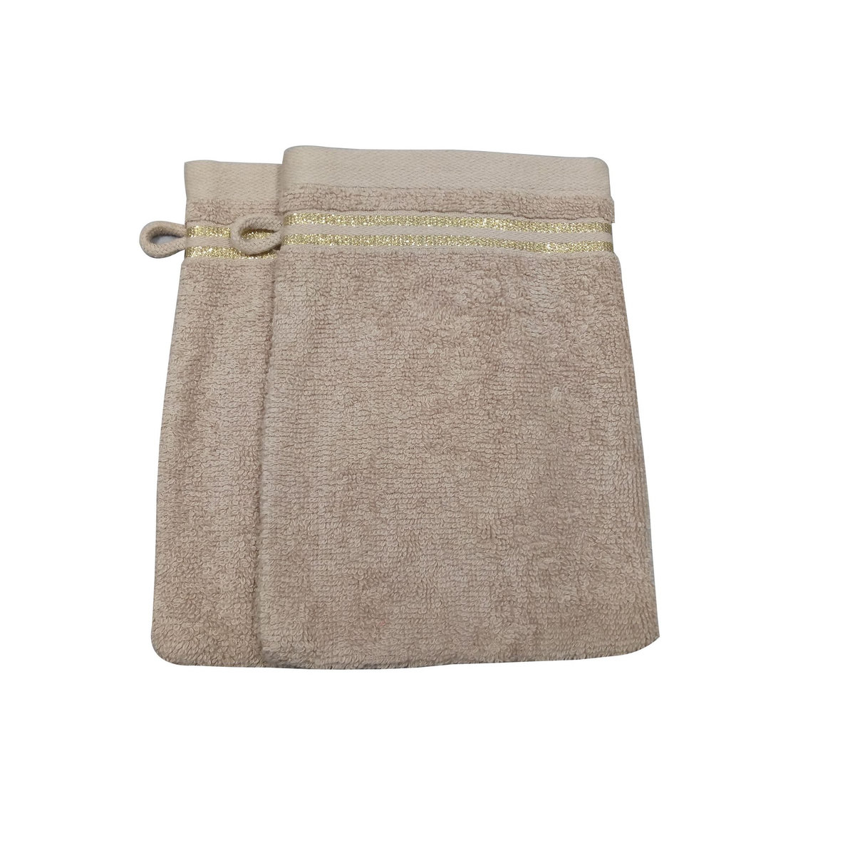 ACTUEL Lot de 2 gants de toilette uni en coton liteau Lurex  500G