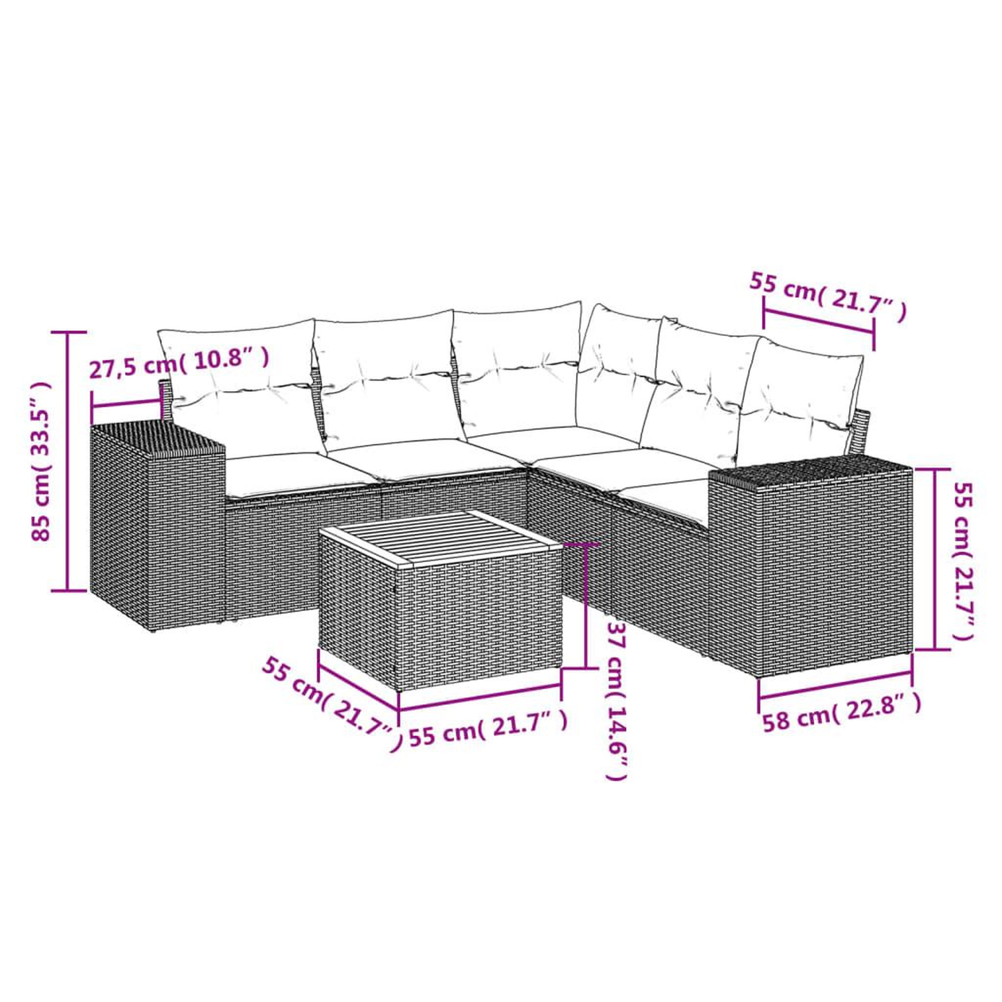 Voir la diapositive 4 : VIDAXL Salon de jardin 6 pcs avec coussins noir resine tressee