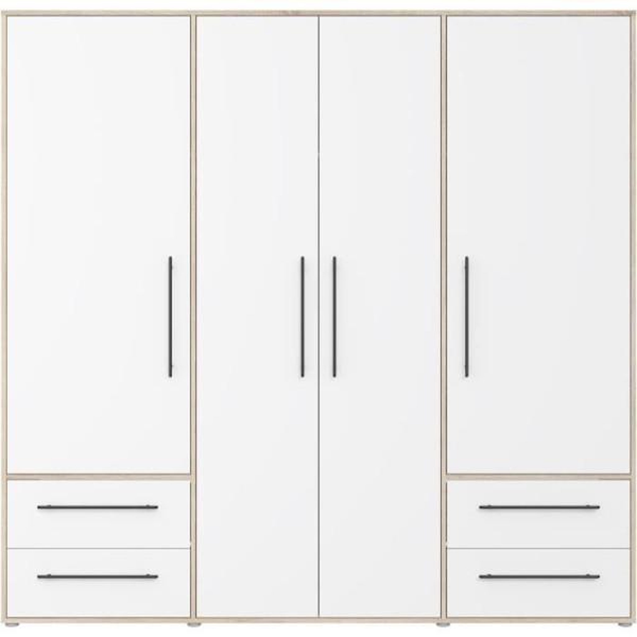Voir la diapositive 3 : MARKET24 Armoire - Chene Sonoma / Blanc mat - 4 portes battantes - L205,9 x P58,8 x H200 - MOKKARIS
