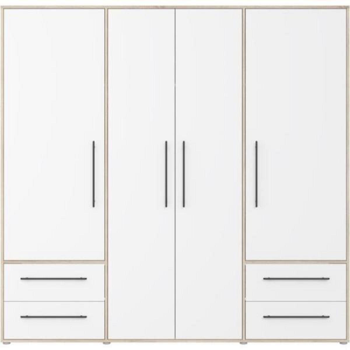MARKET24 Armoire - Chene Sonoma / Blanc mat - 4 portes battantes - L205,9 x P58,8 x H200 - MOKKARIS