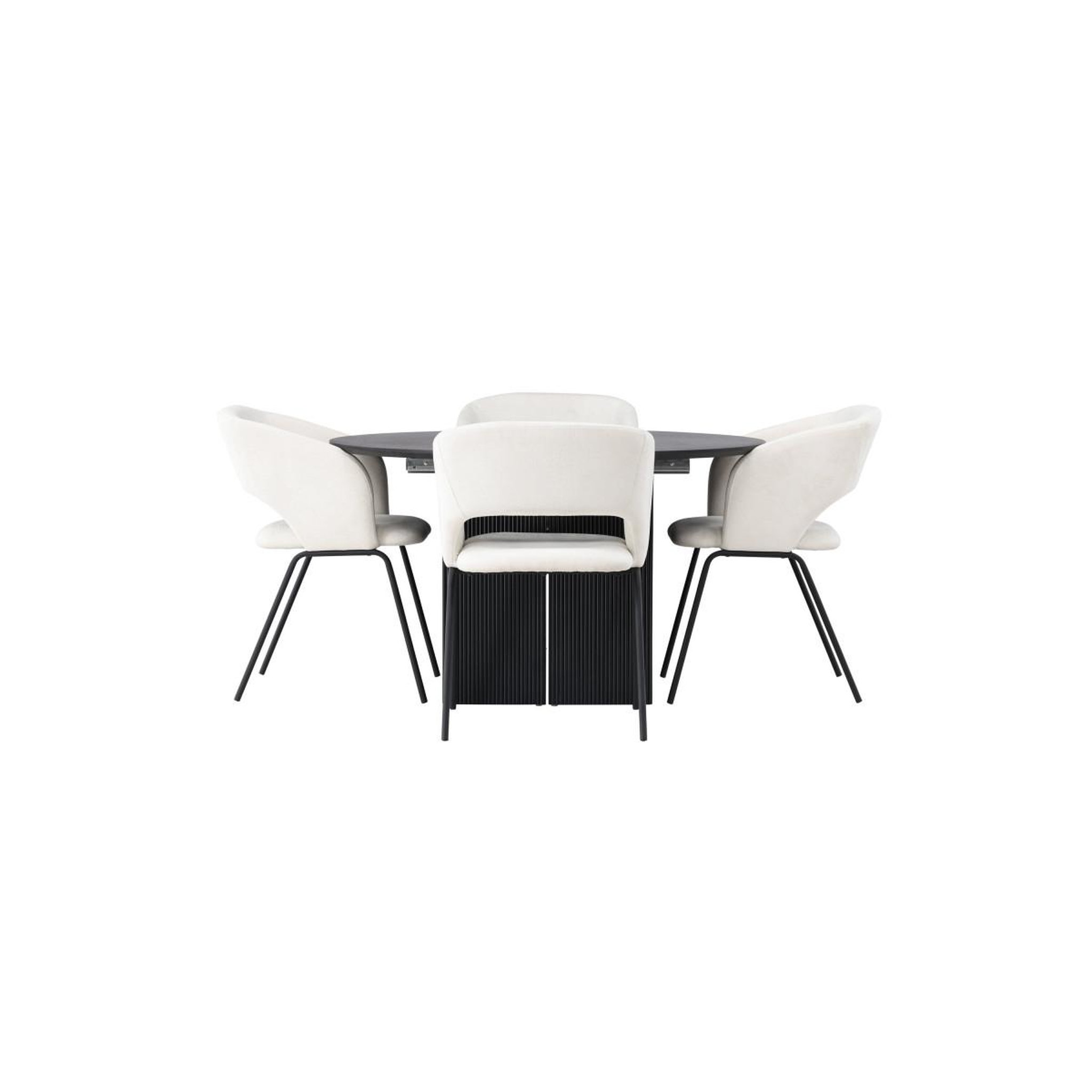 Voir la diapositive 2 : Paris Prix Ensemble table à manger extensible & 4 chaises  matilda & day  130-180cm noir & blanc cassé