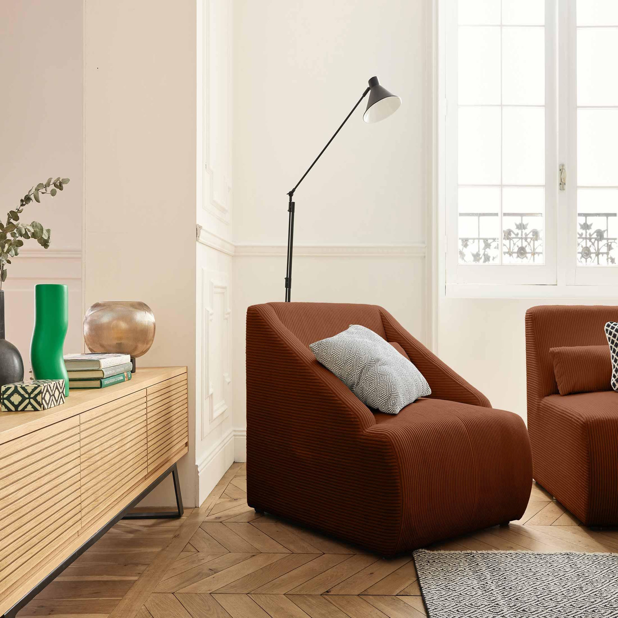 Voir la diapositive 2 : LISA DESIGN Onyx - fauteuil - en velours côtelé