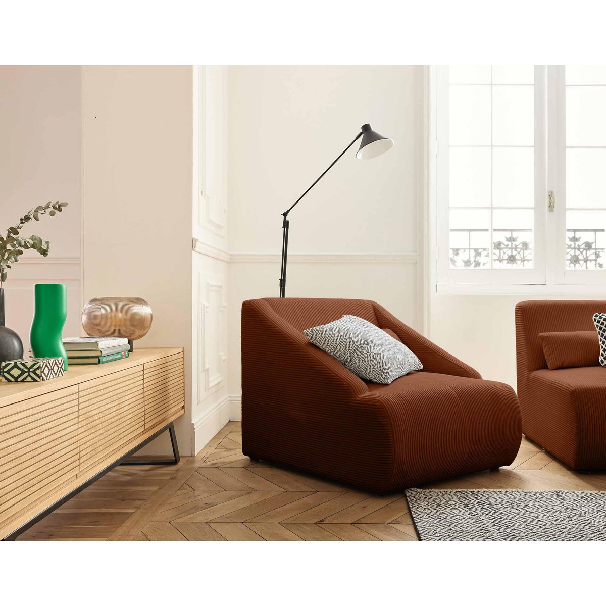 LISA DESIGN Onyx - fauteuil - en velours côtelé