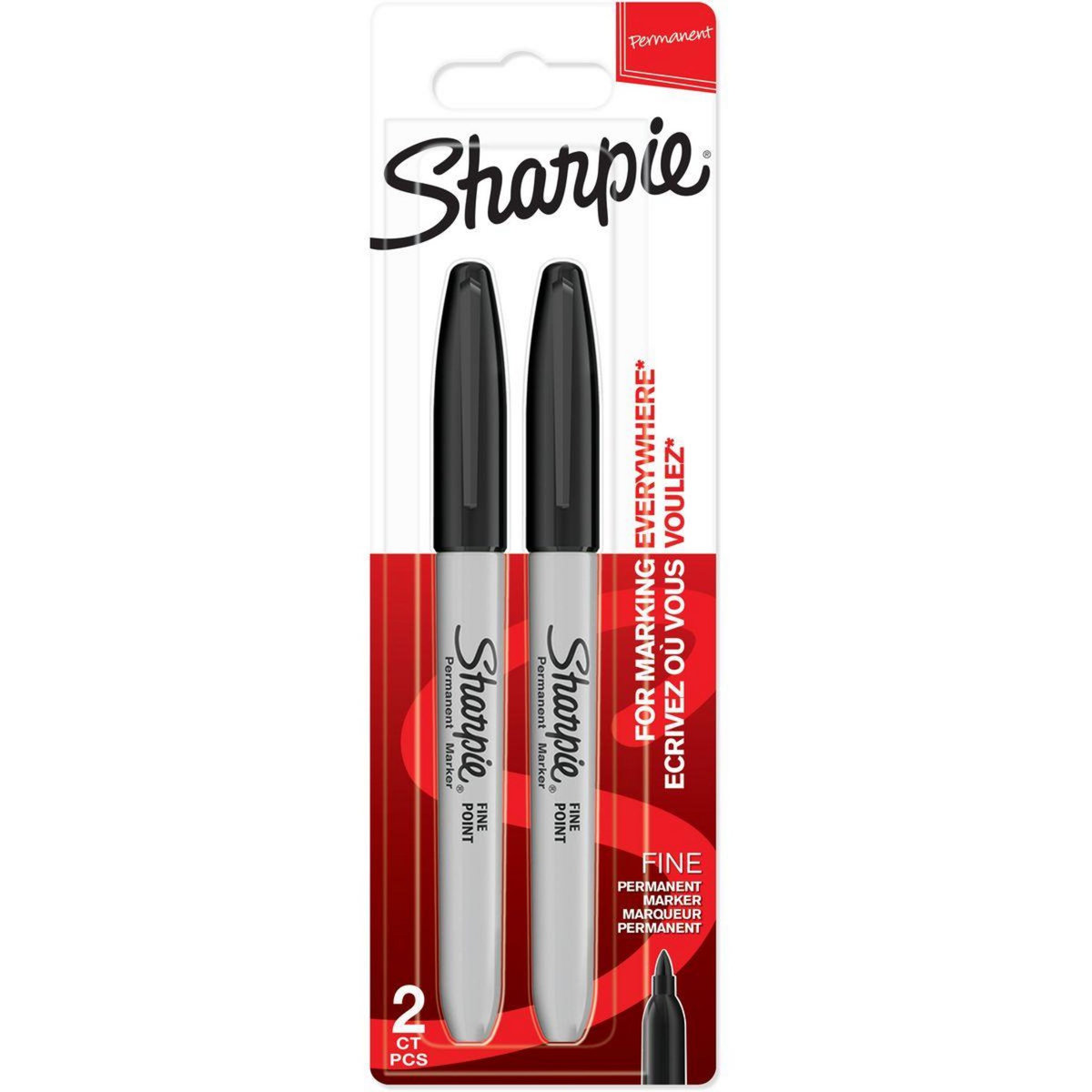 SHARPIE Lot de 2 marqueurs permanents pointe fine noir
