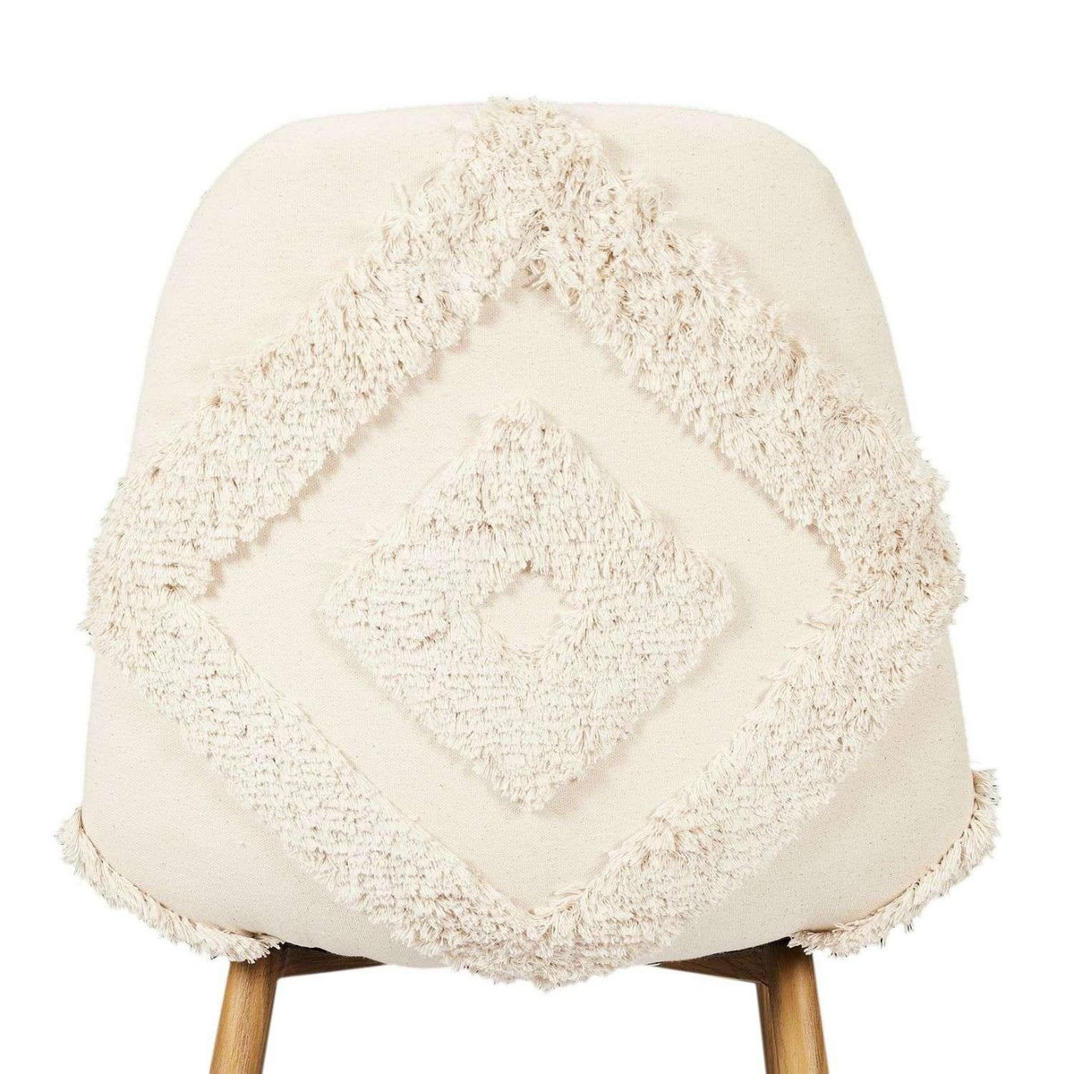 The Home Deco Factory Lot de 4 chaises Faro tissu et pieds métal imitation bois - Beige