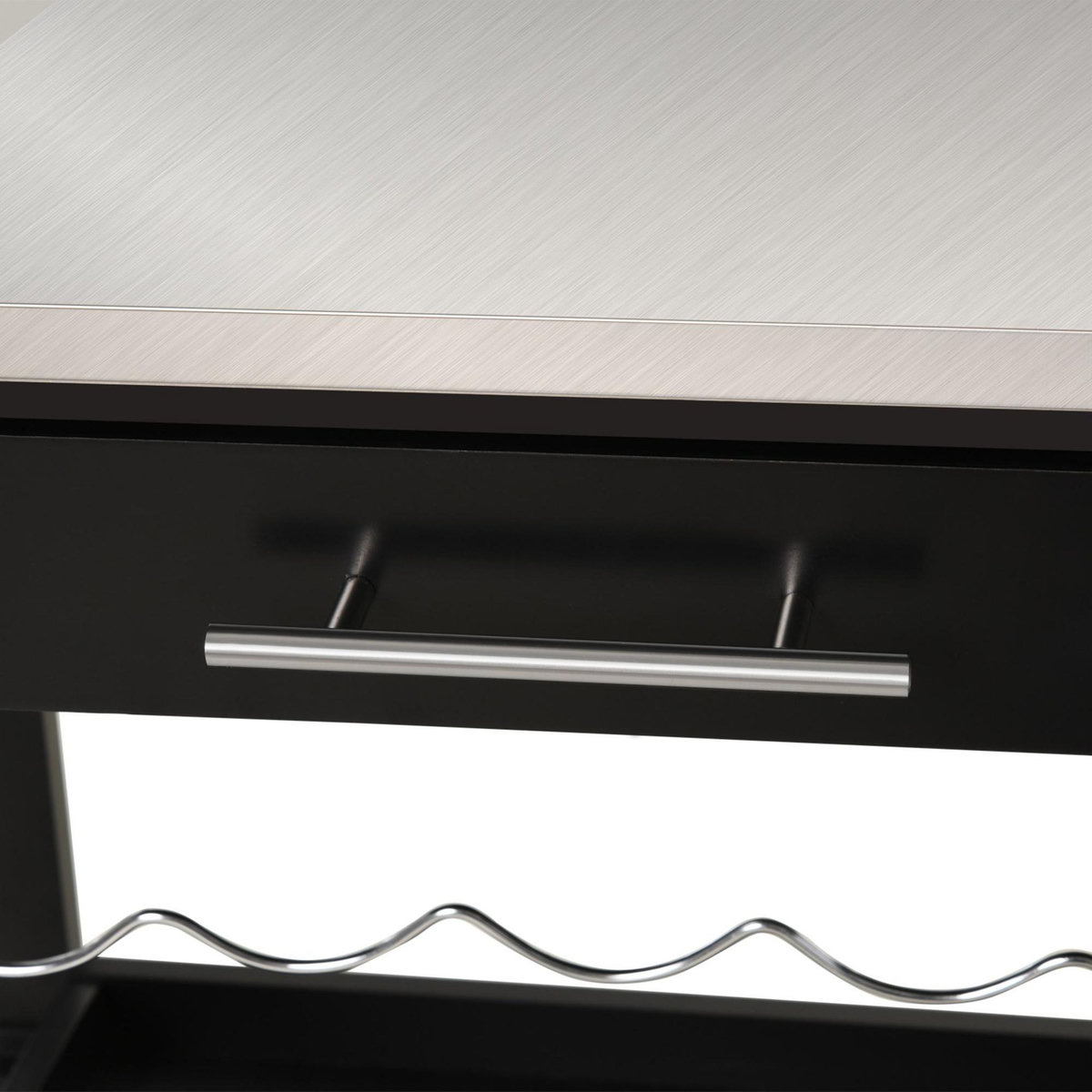 HOMCOM HOMCOM Chariot de service desserte de cuisine à roulettes multi-rangements 60L x 40l x 85H cm plateau acier inox. MDF pin noir