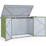 ID MARKET Abri de jardin en métal vert olive verrouillable multi-rangement pour stockage vélos, outils, poubelles