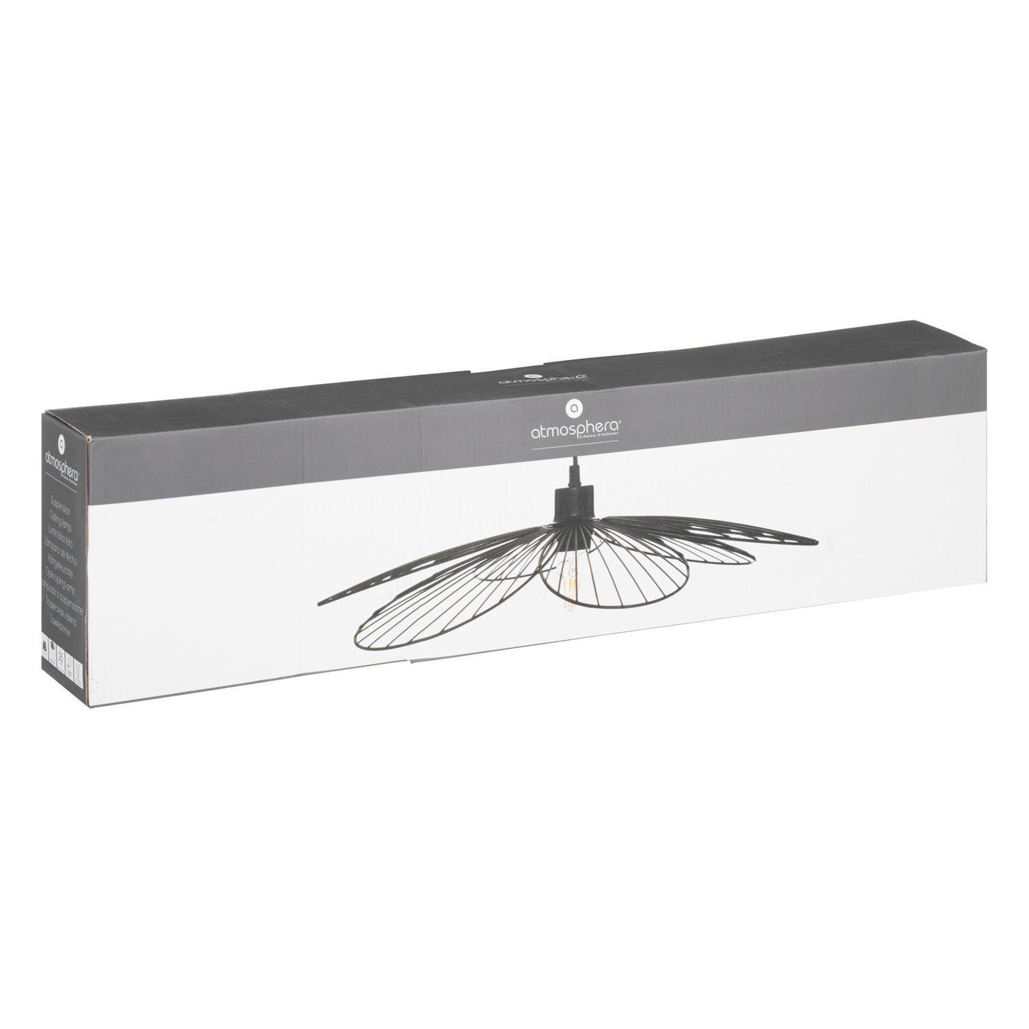 Voir la diapositive 3 : ATMOSPHERA Suspension fleur en métal - diam 57 cm - noir