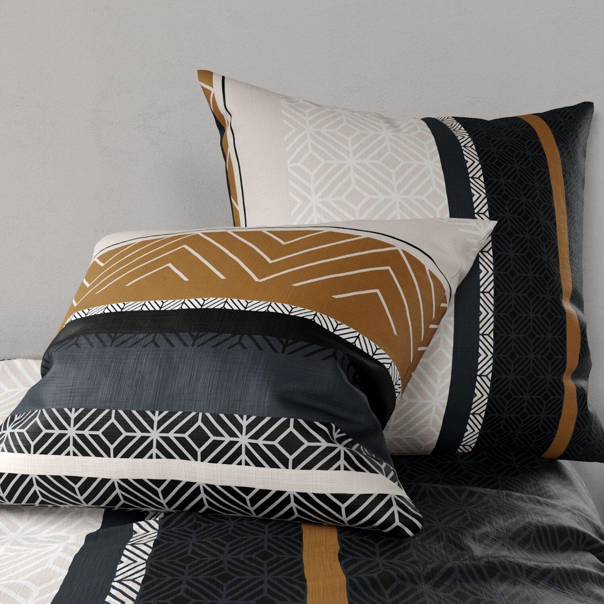 ATELIER DU COTON Parure housse de couette 3pcs 100% coton 57fils -trophé
