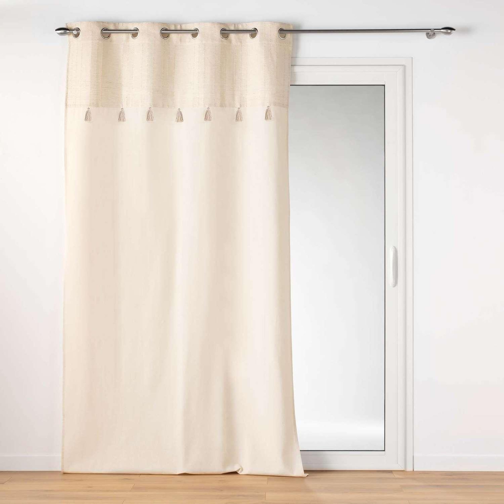 Voir la diapositive 3 : Douceur d'Intérieur Rideau à œillets haver - coton, polyester et top métallisé - 140 x 240 cm - ecru