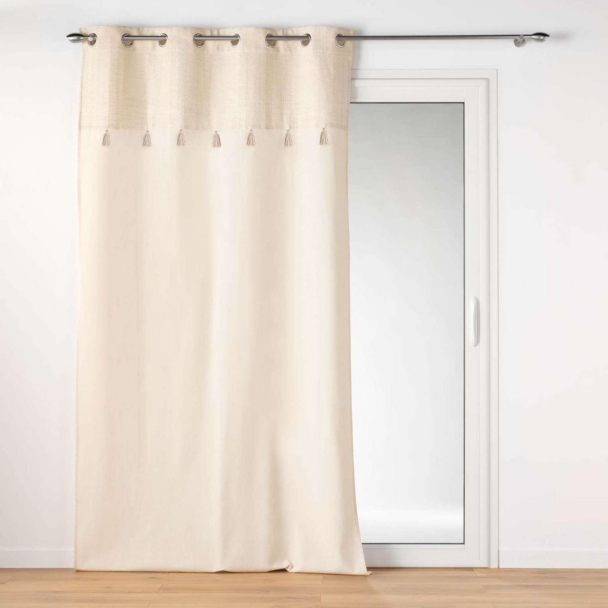 Douceur d'Intérieur Rideau à œillets HAVER - Coton, polyester et top métallisé - 140 x 240 cm - Ecru
