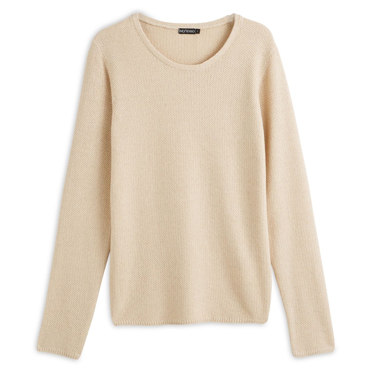 INEXTENSO Pull col rond écru femme